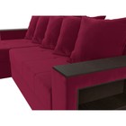 Угловой диван «Дубай лайт», еврокнижка, угол левый, микровельвет, цвет бордовый - Фото 4