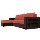 Угловой диван «Дубай лайт», еврокнижка, угол левый, микровельвет, коралловый / коричневый - Фото 3
