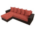 Угловой диван «Дубай лайт», еврокнижка, угол левый, микровельвет, коралловый / коричневый - Фото 5