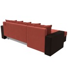 Угловой диван «Дубай лайт», еврокнижка, угол левый, микровельвет, коралловый / коричневый - Фото 6
