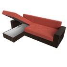 Угловой диван «Дубай лайт», еврокнижка, угол левый, микровельвет, коралловый / коричневый - Фото 7