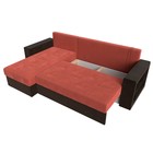 Угловой диван «Дубай лайт», еврокнижка, угол левый, микровельвет, коралловый / коричневый - Фото 8