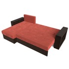 Угловой диван «Дубай лайт», еврокнижка, угол левый, микровельвет, коралловый / коричневый - Фото 9