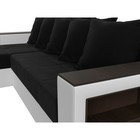 Угловой диван «Дубай лайт», еврокнижка, угол левый, микровельвет чёрный / экокожа белый - фото 28098328