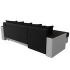 Угловой диван «Дубай лайт», еврокнижка, угол левый, микровельвет чёрный / экокожа белый - фото 28098330