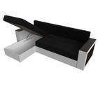 Угловой диван «Дубай лайт», еврокнижка, угол левый, микровельвет чёрный / экокожа белый - фото 28098331