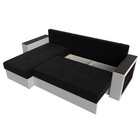 Угловой диван «Дубай лайт», еврокнижка, угол левый, микровельвет чёрный / экокожа белый - фото 28098332