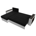 Угловой диван «Дубай лайт», еврокнижка, угол левый, микровельвет чёрный / экокожа белый - фото 28098333