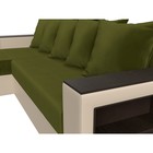 Угловой диван «Дубай лайт», еврокнижка, угол левый, микровельвет зелёный / экокожа бежевый - Фото 4