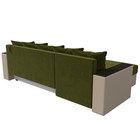 Угловой диван «Дубай лайт», еврокнижка, угол левый, микровельвет зелёный / экокожа бежевый - Фото 6