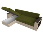 Угловой диван «Дубай лайт», еврокнижка, угол левый, микровельвет зелёный / экокожа бежевый - Фото 7