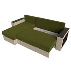 Угловой диван «Дубай лайт», еврокнижка, угол левый, микровельвет зелёный / экокожа бежевый - Фото 8