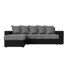 Угловой диван «Дубай лайт», еврокнижка, угол левый, цвет рогожка серый / экокожа чёрный - Фото 2