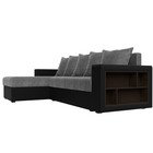 Угловой диван «Дубай лайт», еврокнижка, угол левый, цвет рогожка серый / экокожа чёрный - Фото 3