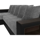 Угловой диван «Дубай лайт», еврокнижка, угол левый, цвет рогожка серый / экокожа чёрный - Фото 4