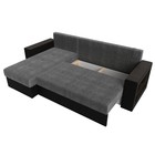 Угловой диван «Дубай лайт», еврокнижка, угол левый, цвет рогожка серый / экокожа чёрный - Фото 8