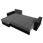 Угловой диван «Дубай лайт», еврокнижка, угол левый, цвет рогожка серый / экокожа чёрный - Фото 9