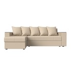 Угловой диван «Дубай лайт», еврокнижка, угол левый, экокожа, цвет бежевый - Фото 2