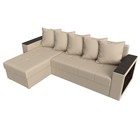 Угловой диван «Дубай лайт», еврокнижка, угол левый, экокожа, цвет бежевый - Фото 5