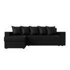 Угловой диван «Дубай лайт», еврокнижка, угол левый, экокожа, цвет чёрный - Фото 2