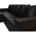 Угловой диван «Дубай лайт», еврокнижка, угол левый, экокожа, цвет чёрный - Фото 4
