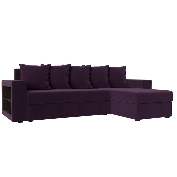 Угловой диван «Дубай лайт», еврокнижка, угол правый, велюр, цвет фиолетовый - Фото 1
