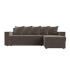 Угловой диван «Дубай лайт», еврокнижка, угол правый, велюр, цвет коричневый 9355061