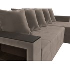 Угловой диван «Дубай лайт», еврокнижка, угол правый, велюр, цвет коричневый 9355061