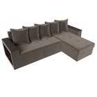 Угловой диван «Дубай лайт», еврокнижка, угол правый, велюр, цвет коричневый 9355061