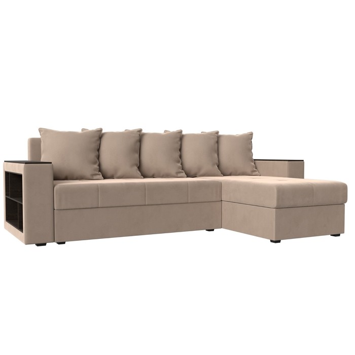 Диван угловой «Дубай лайт», еврокнижка, правый, велюр, цвет бежевый - Фото 1