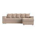 Угловой диван «Дубай лайт», еврокнижка, угол правый, велюр, цвет бежевый 9355063