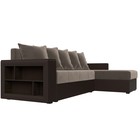 Угловой диван «Дубай лайт», еврокнижка, угол правый, велюр коричневый / экокожа коричневый 9355066