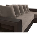 Диван угловой «Дубай лайт», правый угол, механизм еврокнижка, велюр, цвет коричневый / экокожа коричневый - Фото 4