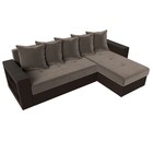 Угловой диван «Дубай лайт», еврокнижка, угол правый, велюр коричневый / экокожа коричневый 9355066