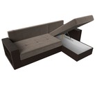 Угловой диван «Дубай лайт», еврокнижка, угол правый, велюр коричневый / экокожа коричневый 9355066