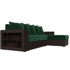 Диван угловой «Дубай лайт», правый угол, механизм еврокнижка, велюр, цвет зелёный / экокожа коричневый - Фото 3