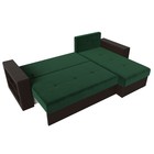 Угловой диван «Дубай лайт», еврокнижка, угол правый, велюр зелёный / экокожа коричневый 9355067