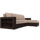 Диван угловой «Дубай лайт», правый угол, механизм еврокнижка, велюр, цвет бежевый / экокожа коричневый - Фото 3