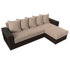 Диван угловой «Дубай лайт», правый угол, механизм еврокнижка, велюр, цвет бежевый / экокожа коричневый - Фото 5