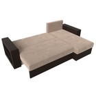 Угловой диван «Дубай лайт», еврокнижка, угол правый, велюр бежевый / экокожа коричневый 9355068