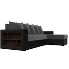 Диван угловой «Дубай лайт», правый угол, механизм еврокнижка, велюр, цвет серый / экокожа чёрный - Фото 3