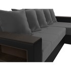 Угловой диван «Дубай лайт», еврокнижка, угол правый, цвет велюр серый / экокожа чёрный 9355069