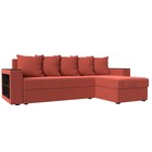 Угловой диван «Дубай лайт», еврокнижка, угол правый, микровельвет, цвет коралловый - Фото 1