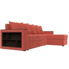 Угловой диван «Дубай лайт», еврокнижка, угол правый, микровельвет, цвет коралловый - Фото 3