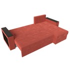 Угловой диван «Дубай лайт», еврокнижка, угол правый, микровельвет, цвет коралловый - Фото 9