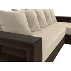 Угловой диван «Дубай лайт», еврокнижка, угол правый, микровельвет, бежевый / коричневый - Фото 4