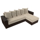 Угловой диван «Дубай лайт», еврокнижка, угол правый, микровельвет, бежевый / коричневый - Фото 5