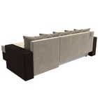 Угловой диван «Дубай лайт», еврокнижка, угол правый, микровельвет, бежевый / коричневый - Фото 6