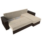 Угловой диван «Дубай лайт», еврокнижка, угол правый, микровельвет, бежевый / коричневый - Фото 8