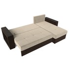 Угловой диван «Дубай лайт», еврокнижка, угол правый, микровельвет, бежевый / коричневый - Фото 9